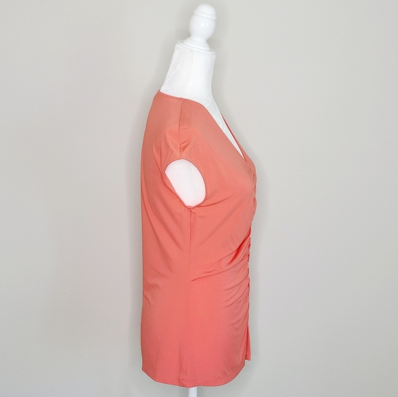 Lafayette148 V-neck Draped Short Sleeve Top Medium - Picture 2 of 5